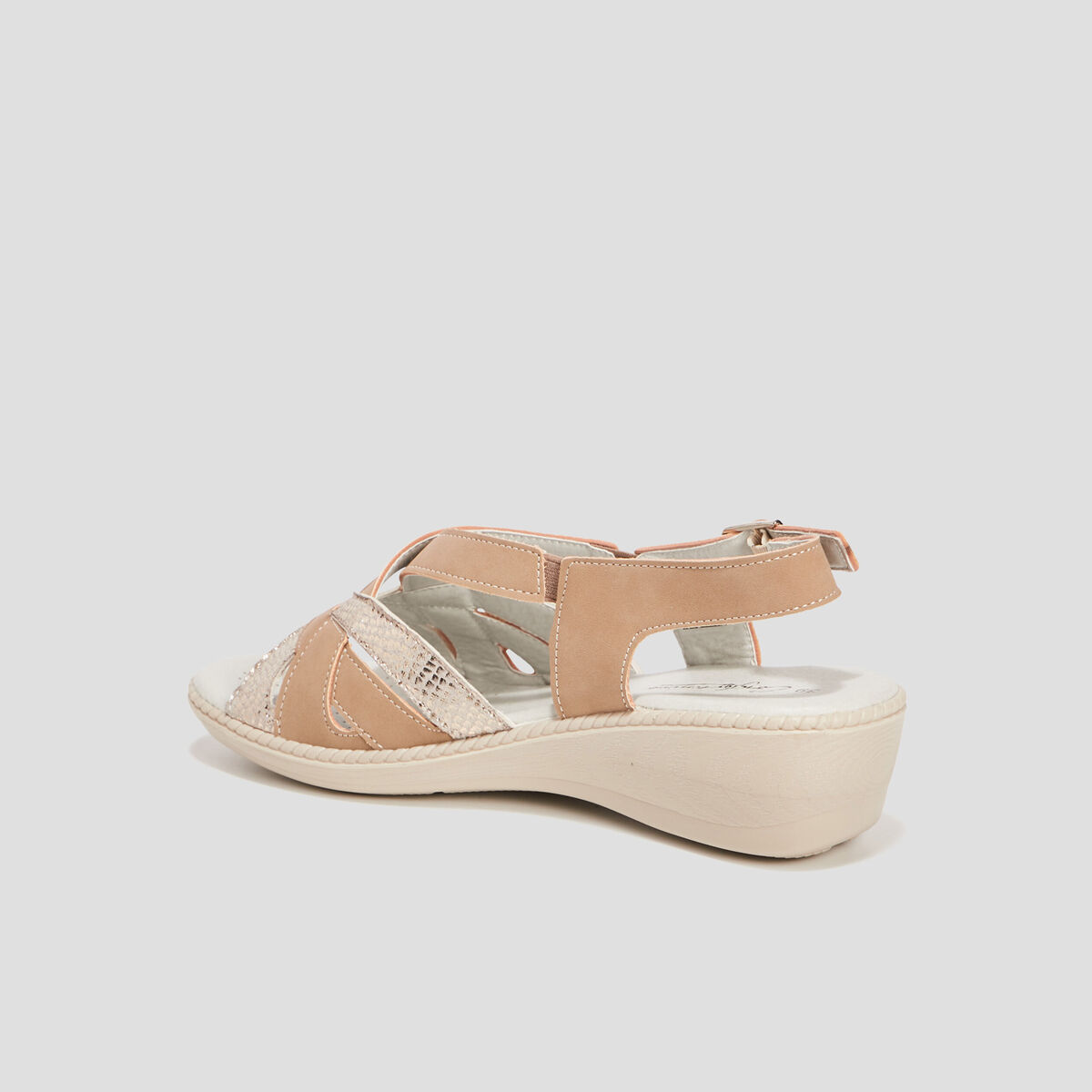 Sandales &agrave; talons compens&eacute;s taupe femme