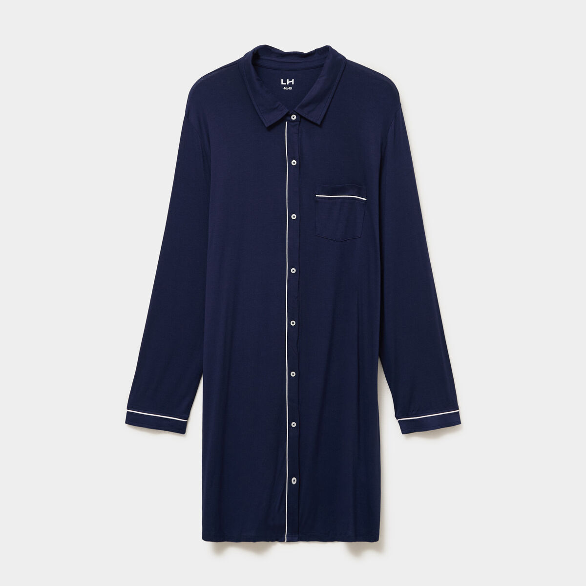 Chemise de nuit liquette boutonn&eacute;e bleu marine femme grande taille