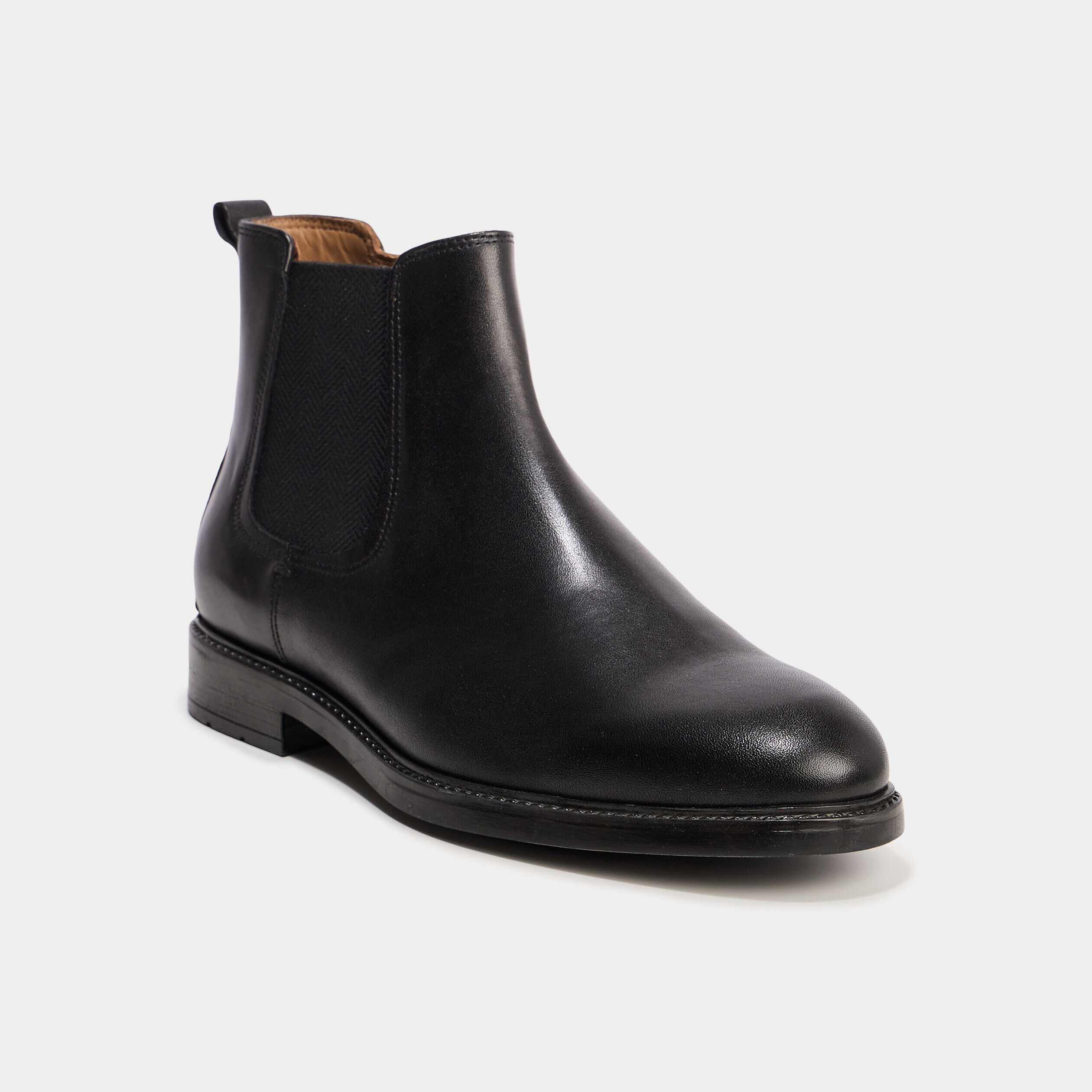 Bottines zippées en cuir noir homme