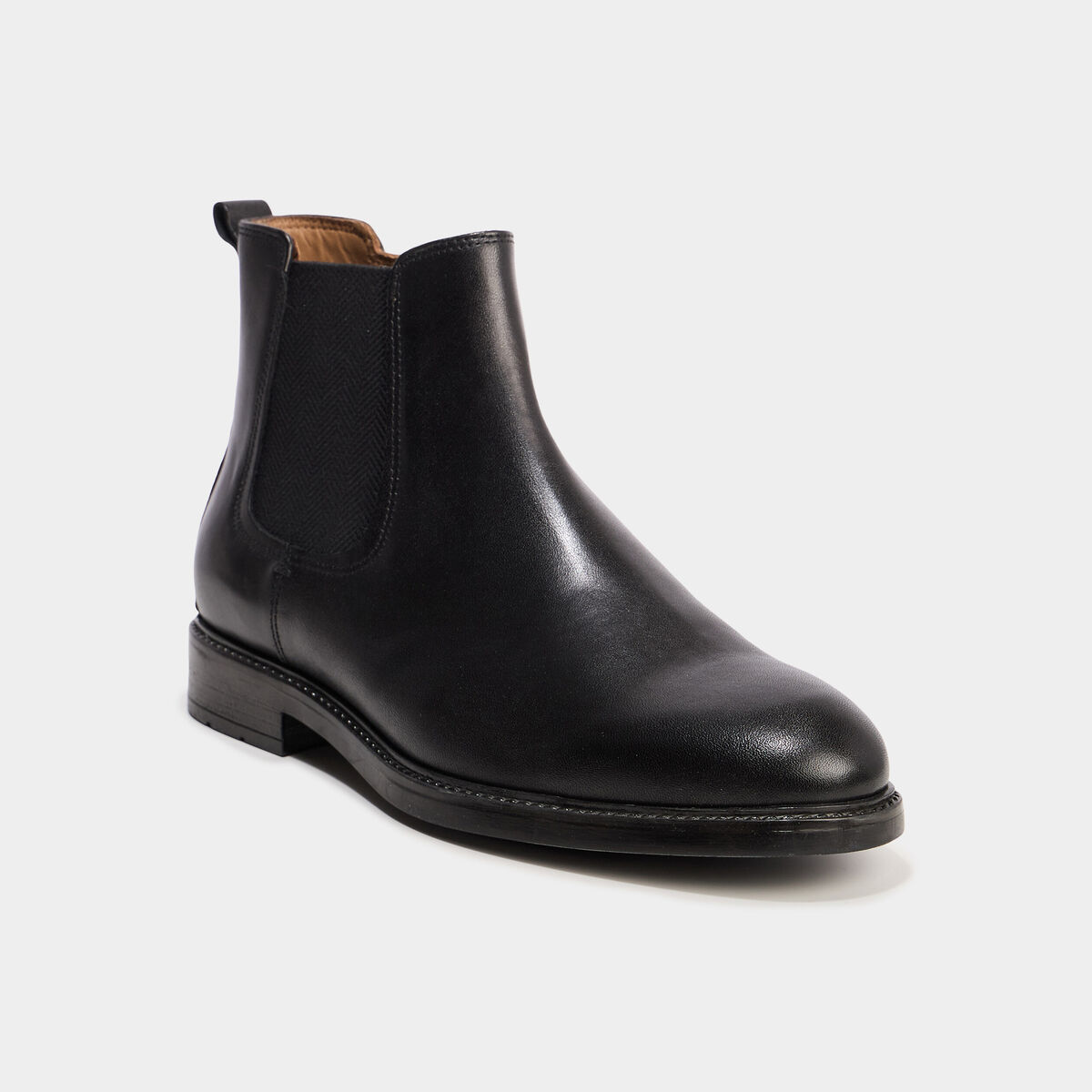 Bottines zipp&eacute;es en cuir noir homme