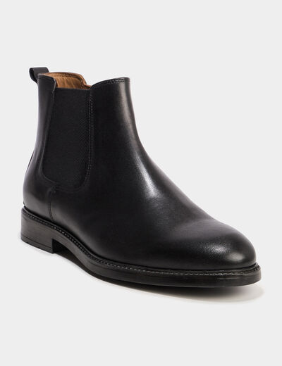 Bottines zipp&eacute;es en cuir noir homme