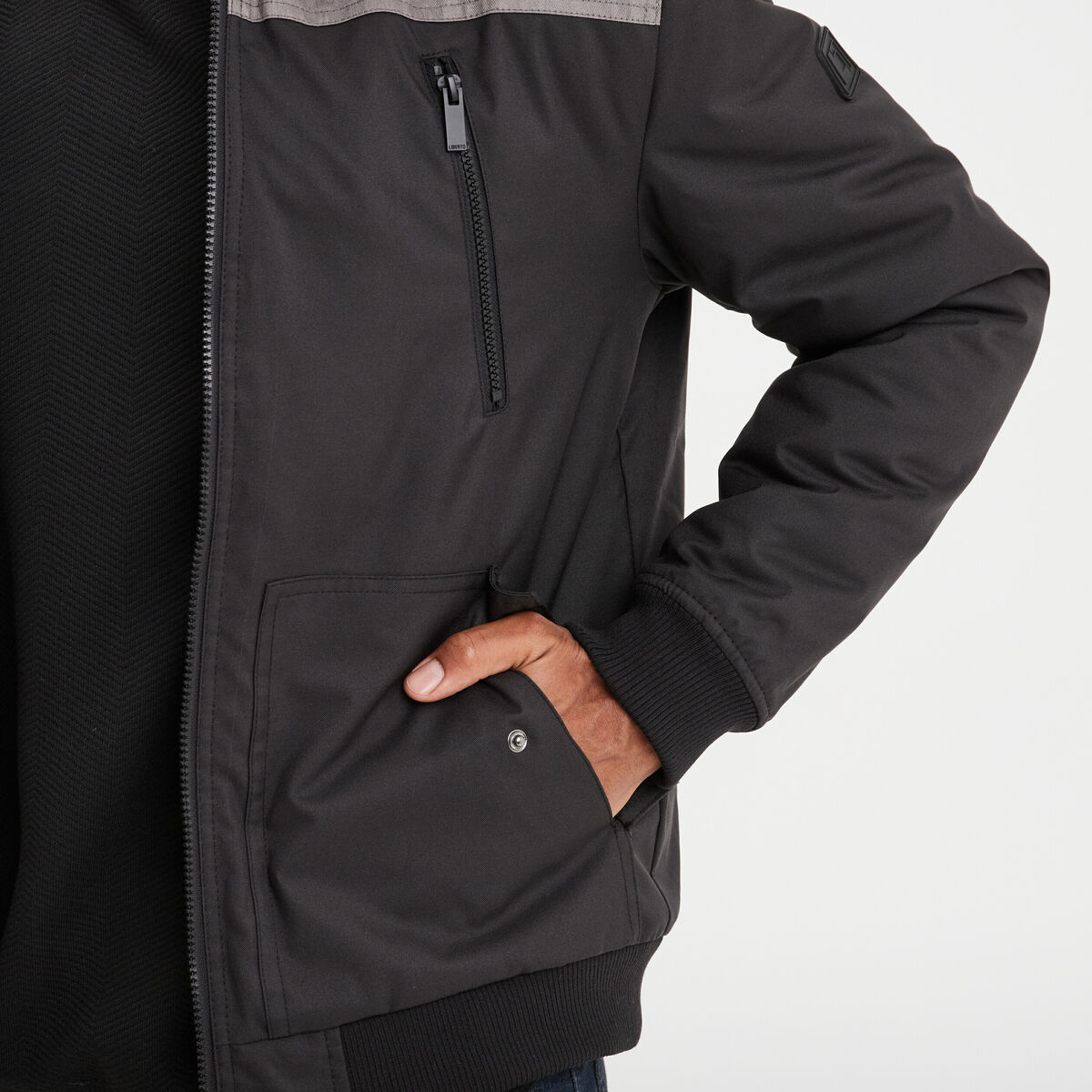 Blouson déperlant zippé capuche Liberto noir homme