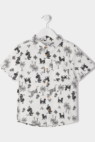 Chemise manches courtes ecru garçon