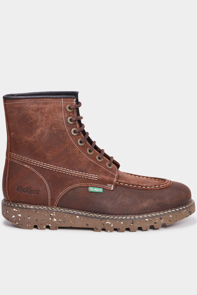 Bottines crantées en cuir Kickers Para orange clair homme