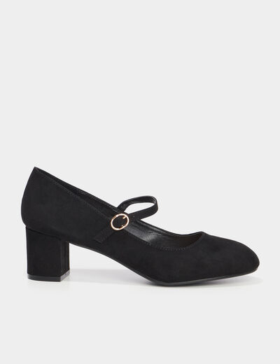 Escarpins &agrave; bride talons carr&eacute;s noir femme