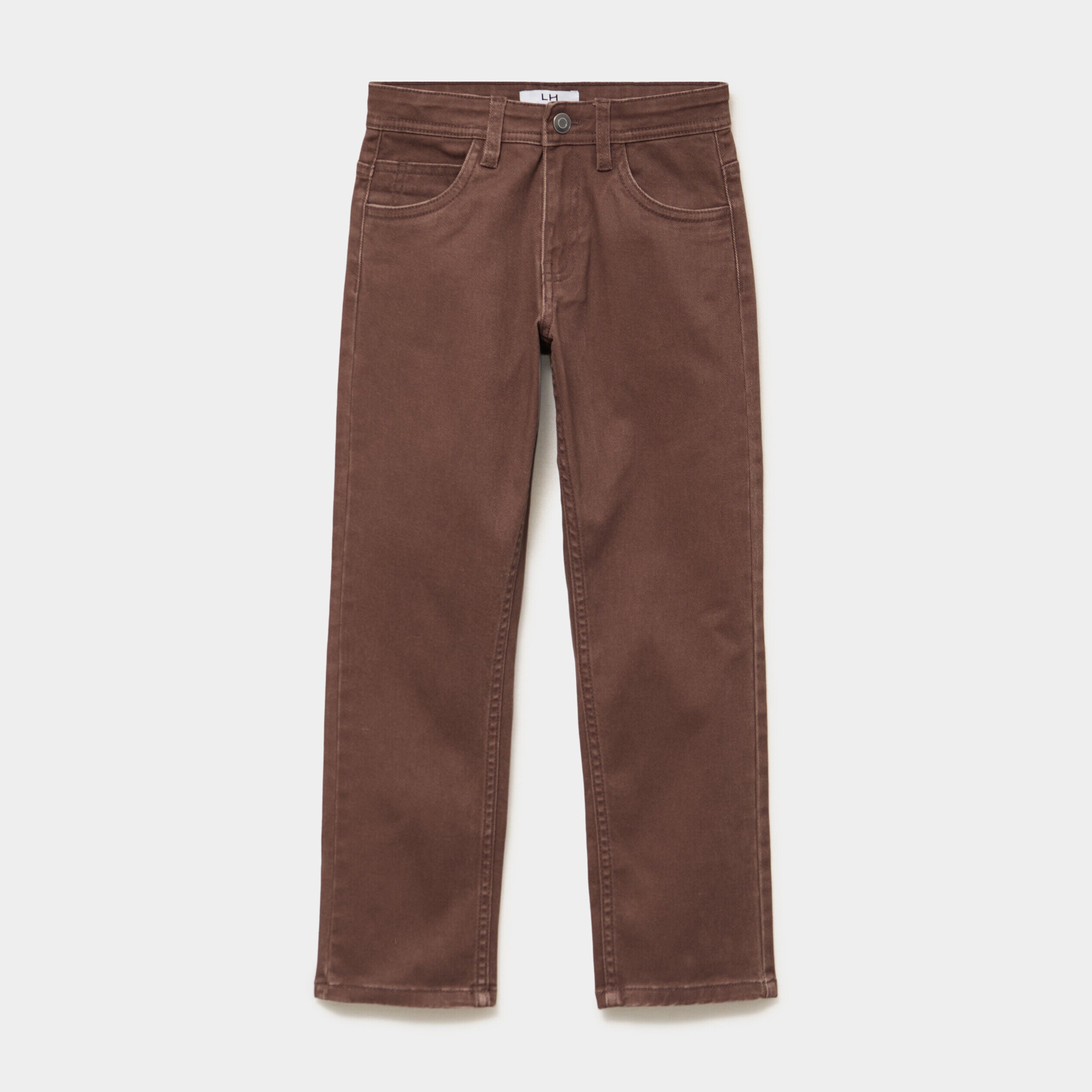 Pantalon regular coton majoritaire marron foncé garçon LH