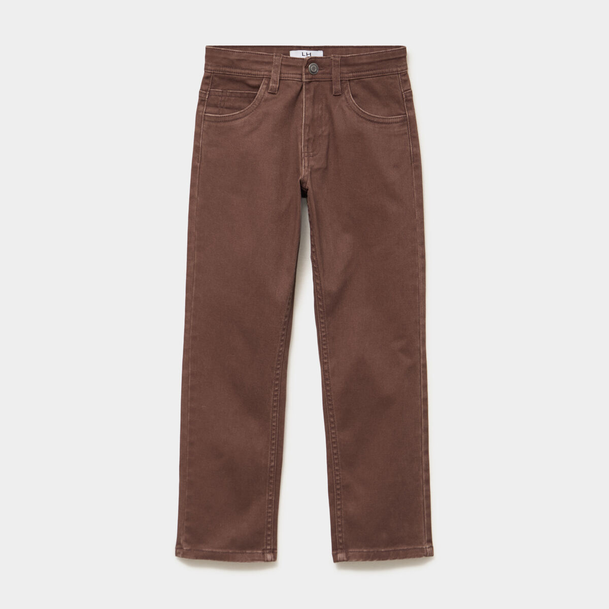 Pantalon regular coton majoritaire marron fonc&eacute; gar&ccedil;on