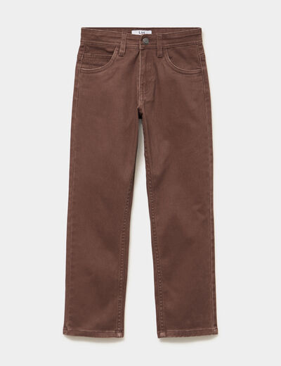 Pantalon regular coton majoritaire marron fonc&eacute; gar&ccedil;on