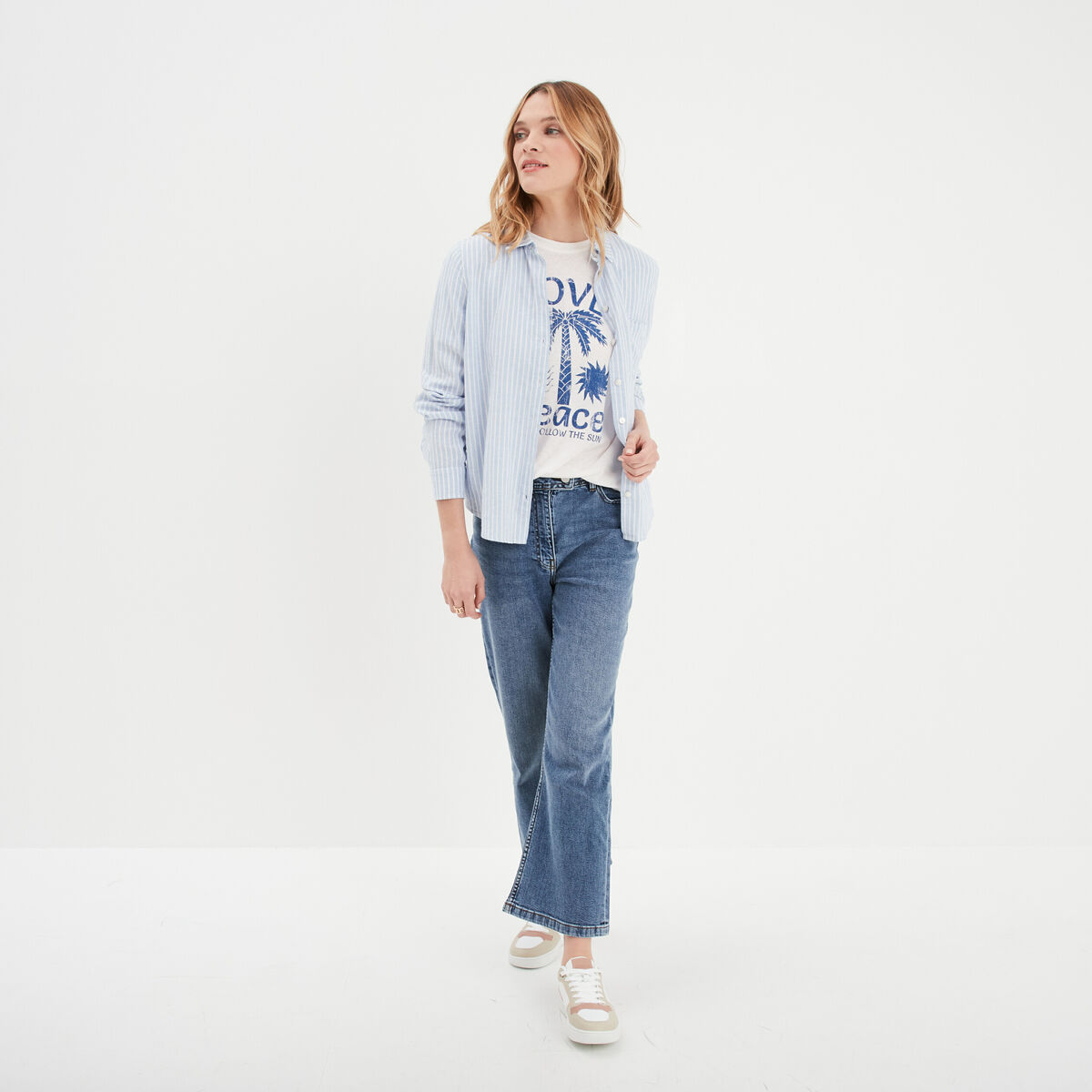 T-shirt manches courtes col rond Creeks blanc femme