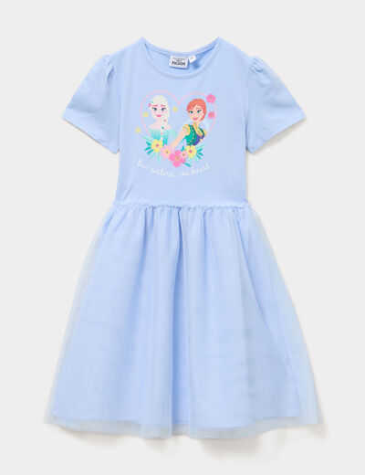 Robe bas tulle Reine des neiges bleu ciel fille