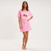 Chemise de nuit &agrave; manches courtes coton rose femme
