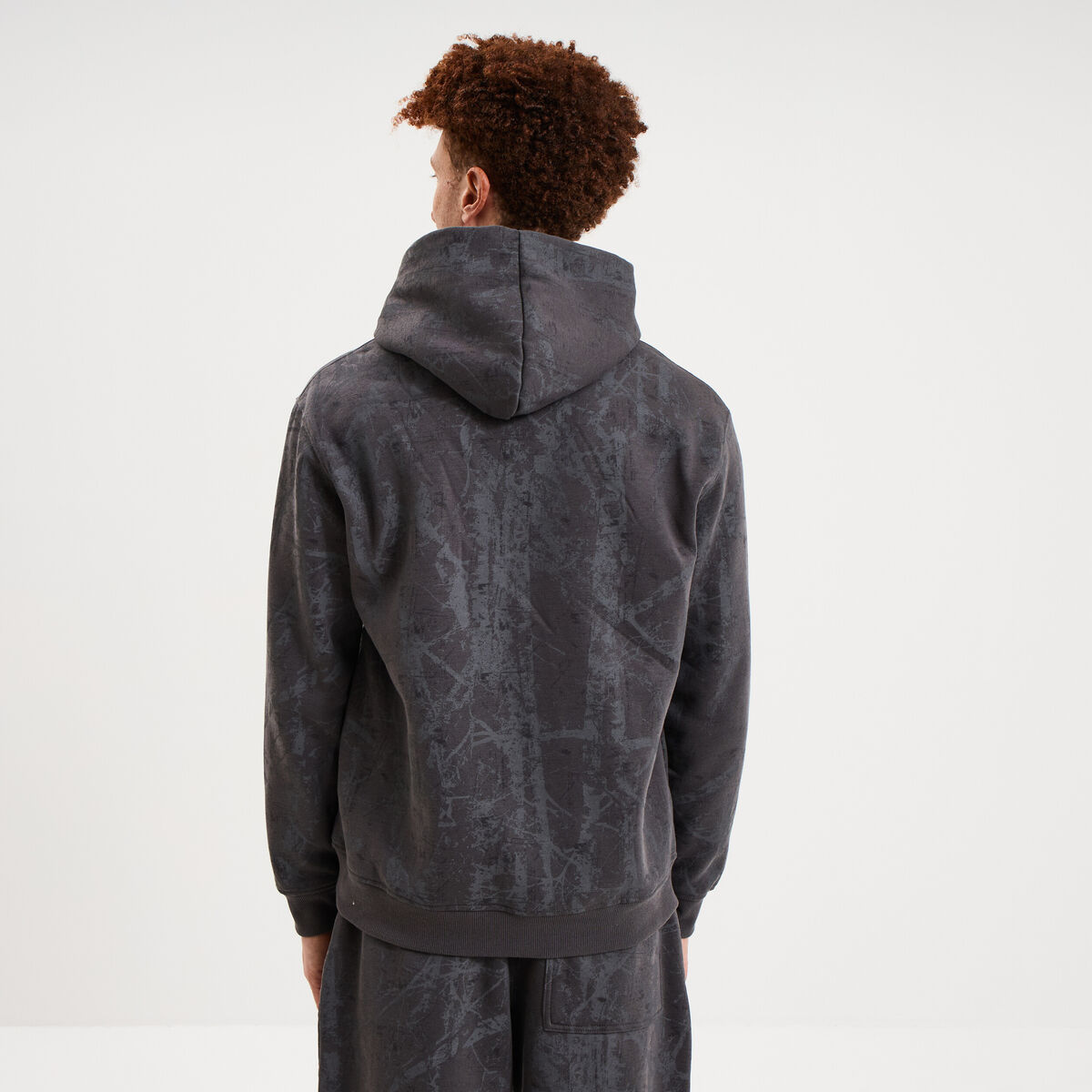 Sweat hoodie &agrave; capuche molleton gris fonc&eacute; homme