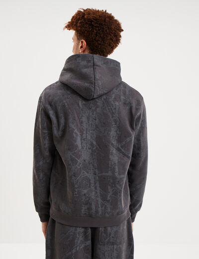 Sweat hoodie &agrave; capuche molleton gris fonc&eacute; homme