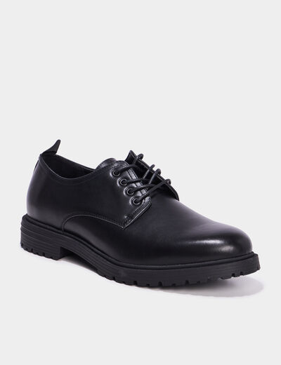 Derbies crant&eacute;es &agrave; lacets noir homme