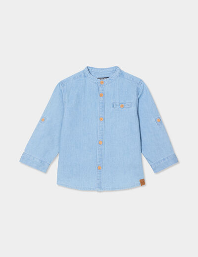 Chemise col mao en jean Creeks denim double stone bébé garçon