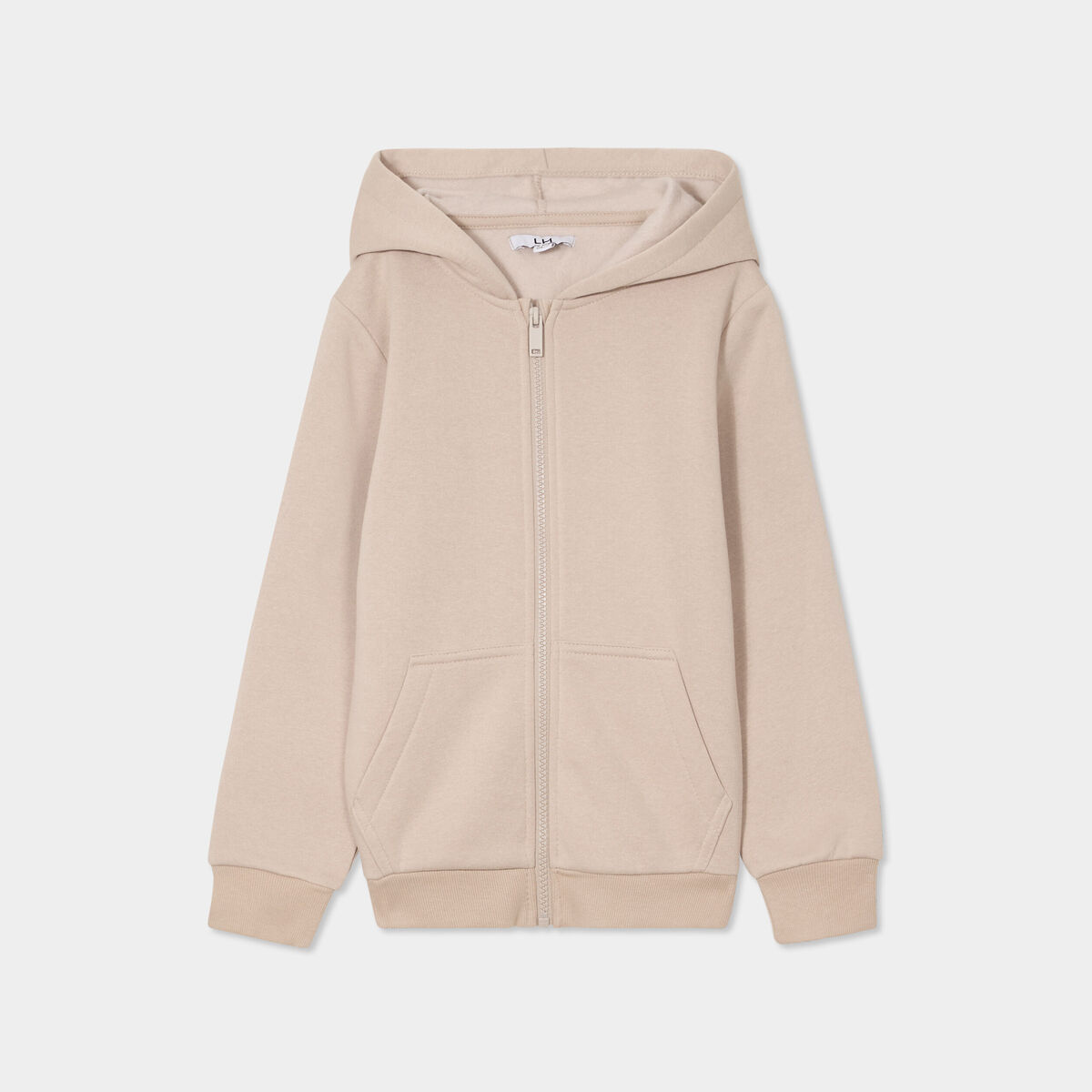 Sweat zipp&eacute; &agrave; capuche molleton gris fonc&eacute; gar&ccedil;on