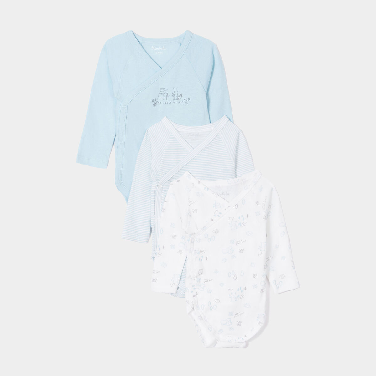 Lot 3 bodies coton manches longues blanc bébé