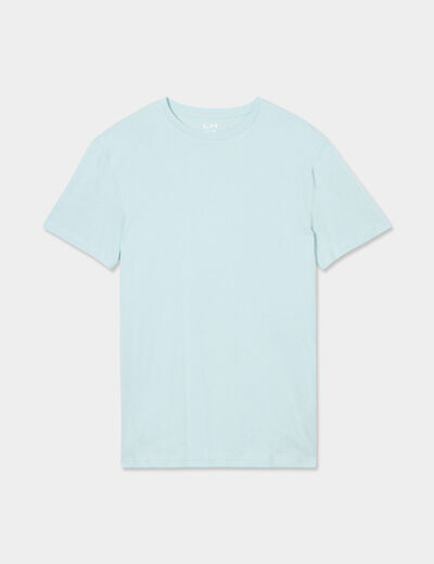 T-shirt droit en coton manches courtes bleu turquoise homme