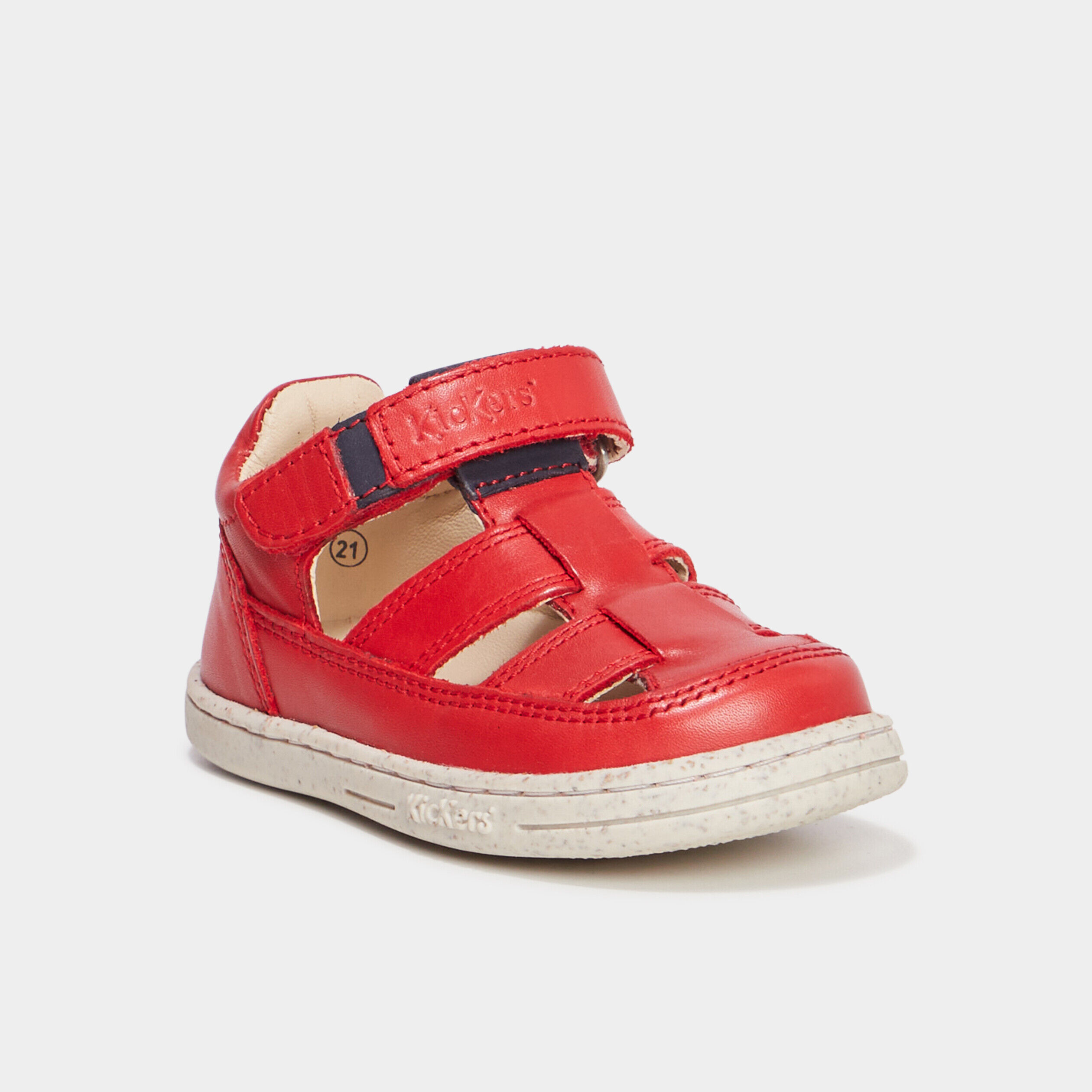 Sandales en cuir Kickers Tractus rouge bébé garçon