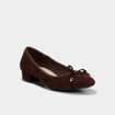 Ballerines su&eacute;dine &agrave; talons carr&eacute;s marron fonc&eacute; femme