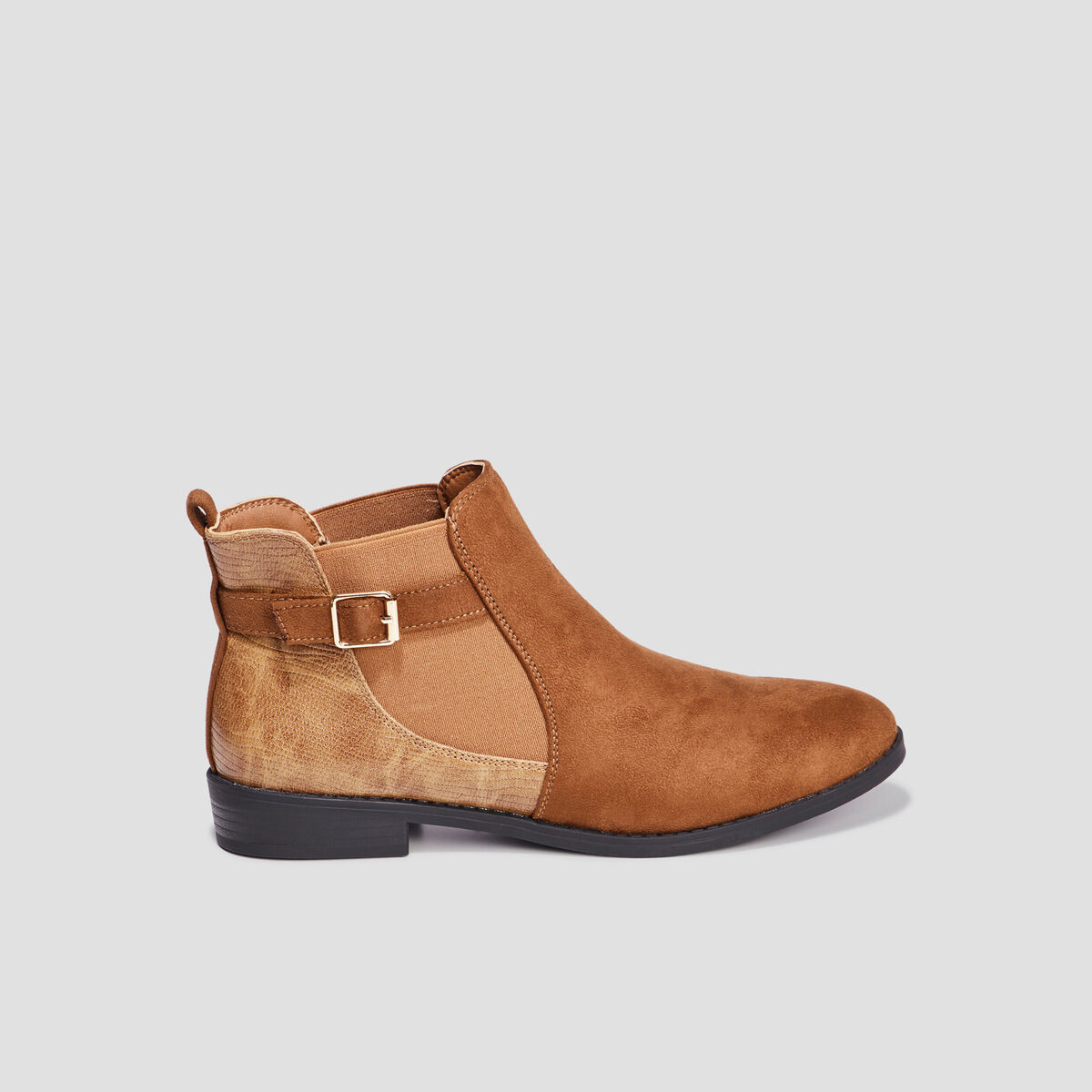 Bottines chelsea avec boucles marron femme