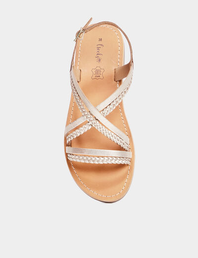 Sandales brides tressées en cuir Creeks jaune or fille