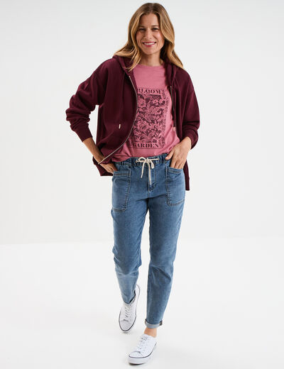 Sweat zippé à capuche Creeks Original bordeaux femme