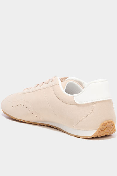 Baskets basses &agrave; lacets sable femme