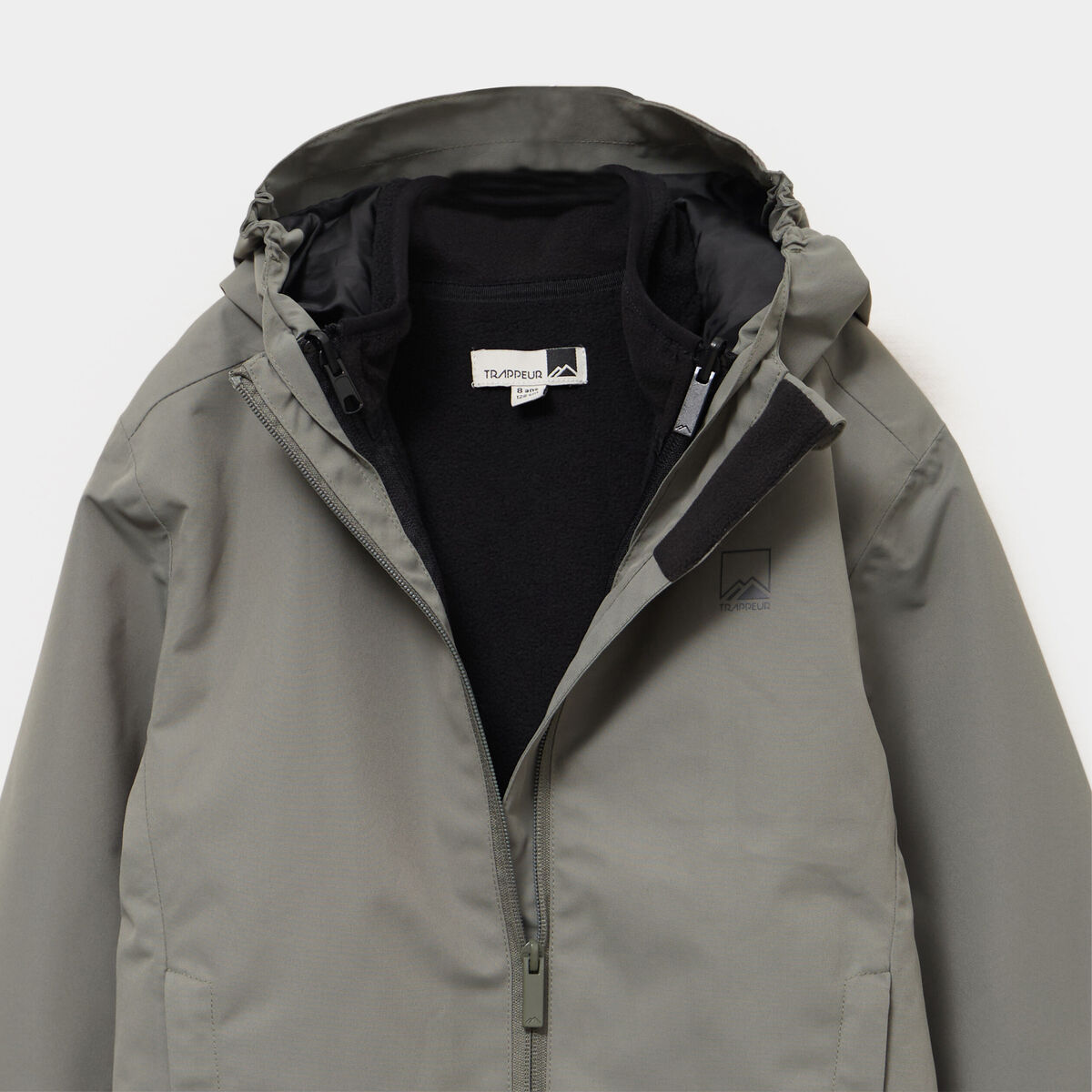 Parka 3-en-1 imperm&eacute;able &agrave; capuche gris gar&ccedil;on