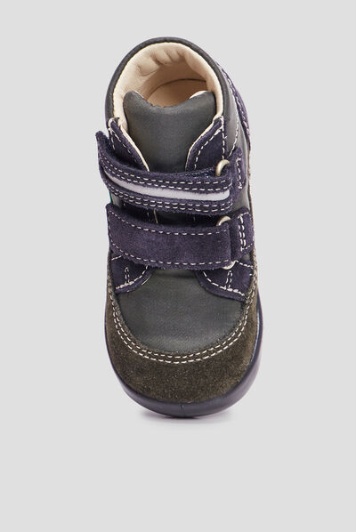 Bottillons en cuir Kickers Kikood vert bébé garçon