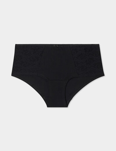Shorty en coton noir femme grande taille