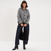 Veste courte oversize boutonn&eacute;e gris femme