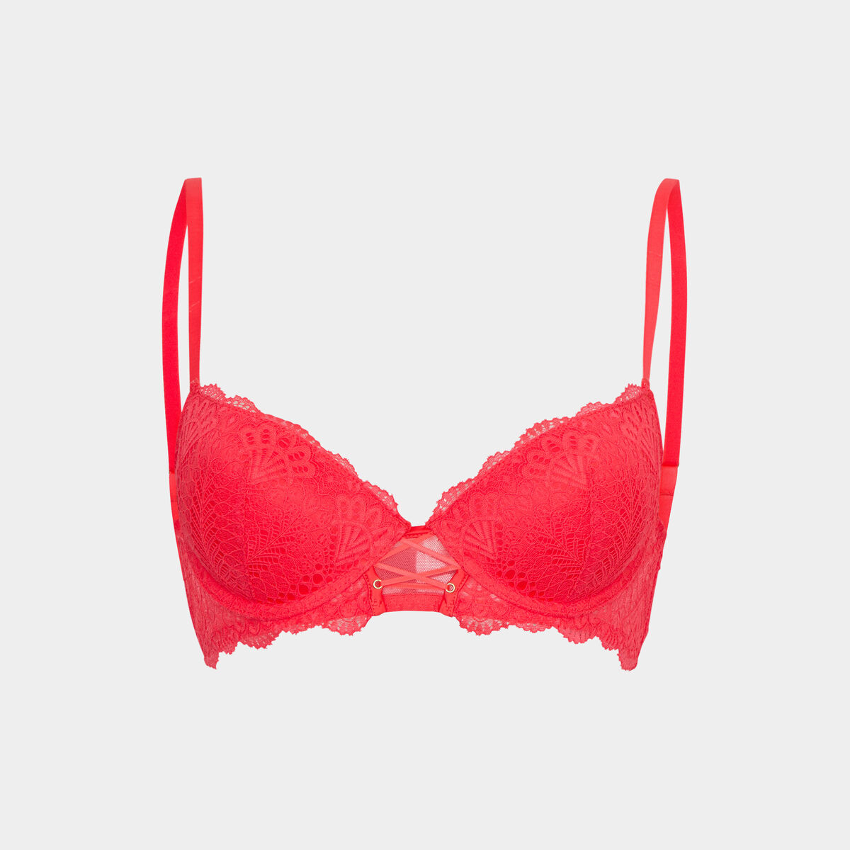 Soutien-gorge push-up padd&eacute; dentelle rouge femme