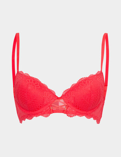 Soutien-gorge push-up paddé dentelle rouge femme