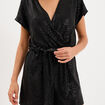 Combishort &agrave; paillettes manches courtes noir femme
