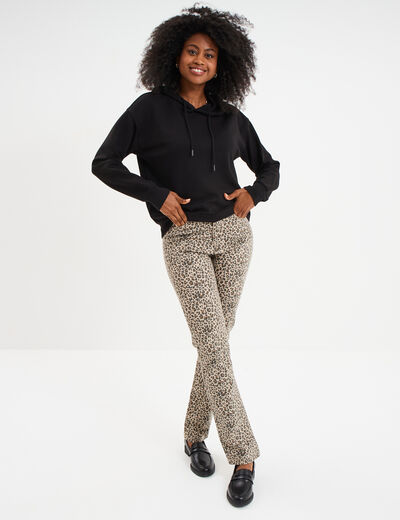 Sweat hoodie manches longues à capuche noir femme