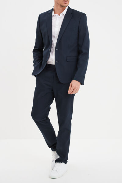 Pantalon droit avec pinces bleu marine homme
