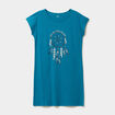 Chemise de nuit courte col rond bleu canard femme