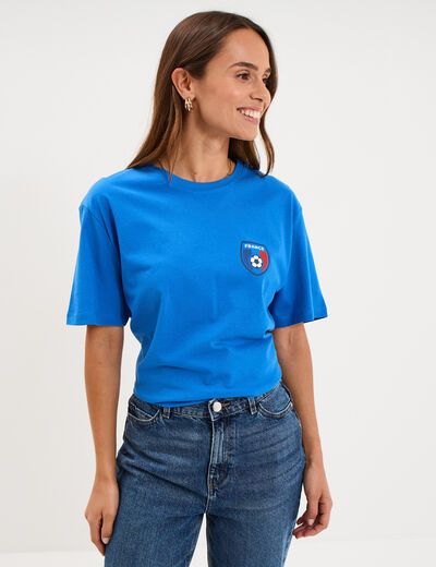 T-shirt maillot de football France coton bleu electrique mixte