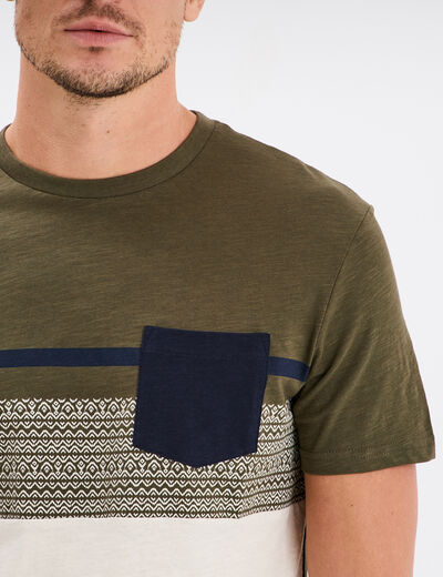 T-shirt manches courtes 1 poche Creeks vert kaki homme