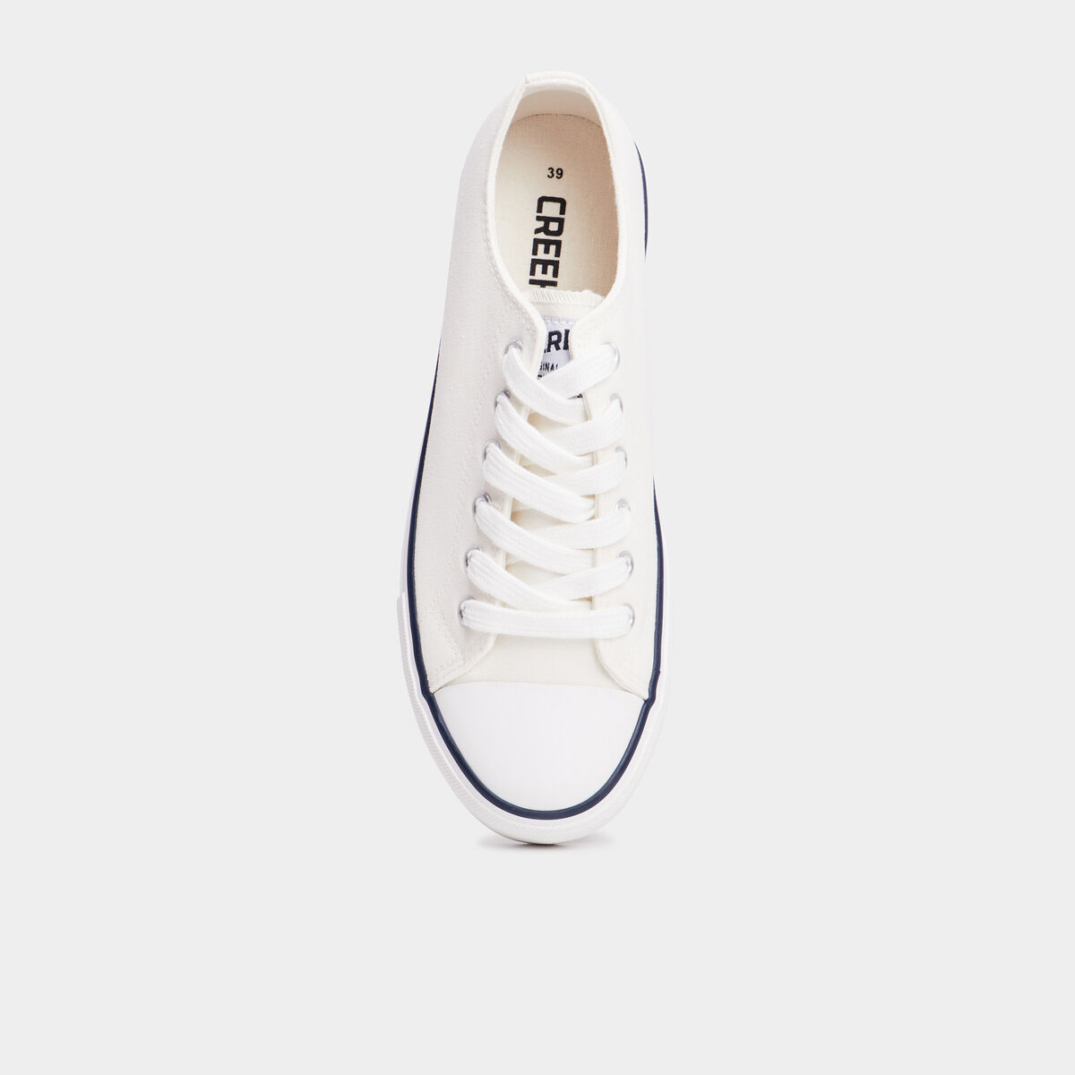 Tennis en toile &agrave; lacets blanc femme