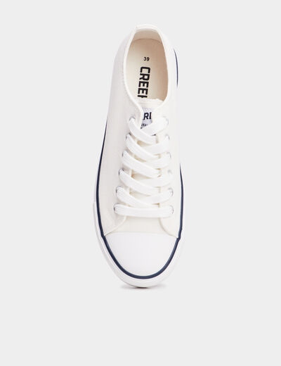 Tennis en toile &agrave; lacets blanc femme