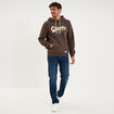 Sweat hoodie 1 poche et capuche marron chocolat homme
