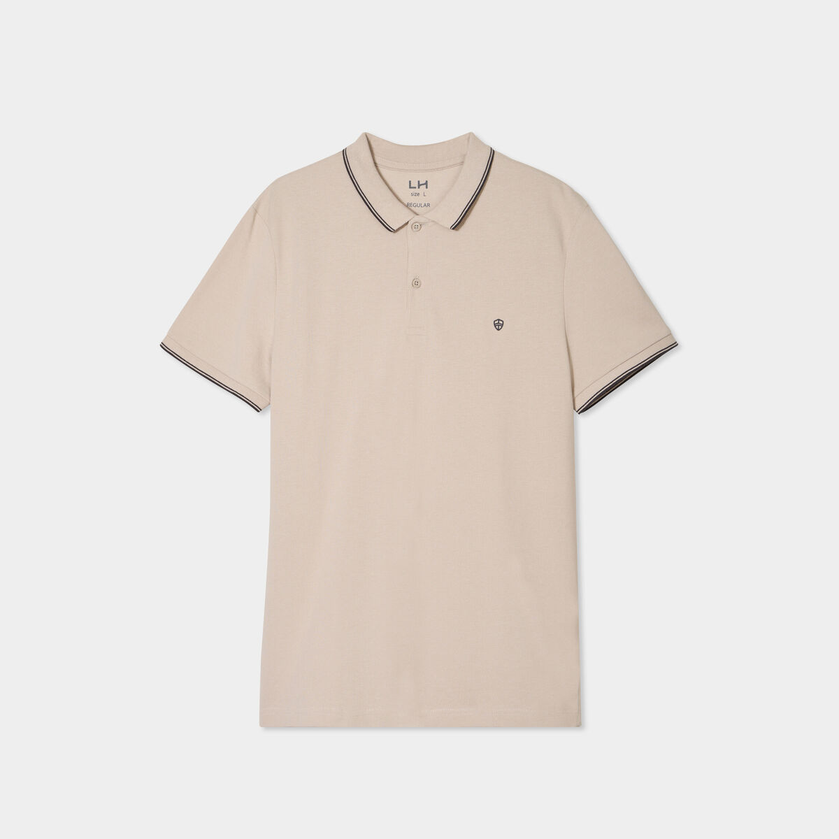 Polo piqu&eacute; coton manches courtes sable homme