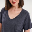 T-shirt col en V manches courtes bleu marine femme