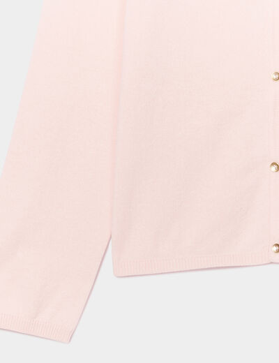 Gilet boutonn&eacute; coton m&eacute;lang&eacute; rose fille