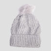 Bonnet à pompon gris clair femme