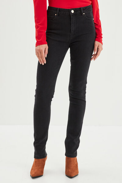 Jeans slim push up taille haute denim noir femme