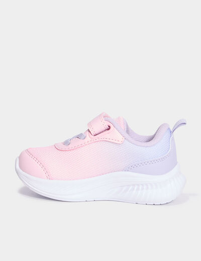 Baskets running à scratchs rose bébé fille