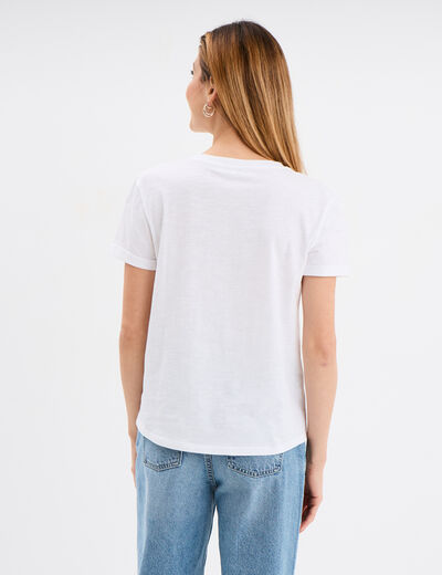 T-shirt manches courtes coton blanc femme